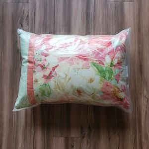 Waverly Floral & Light Aqua Geometric Pattern Accent Pillow NWT